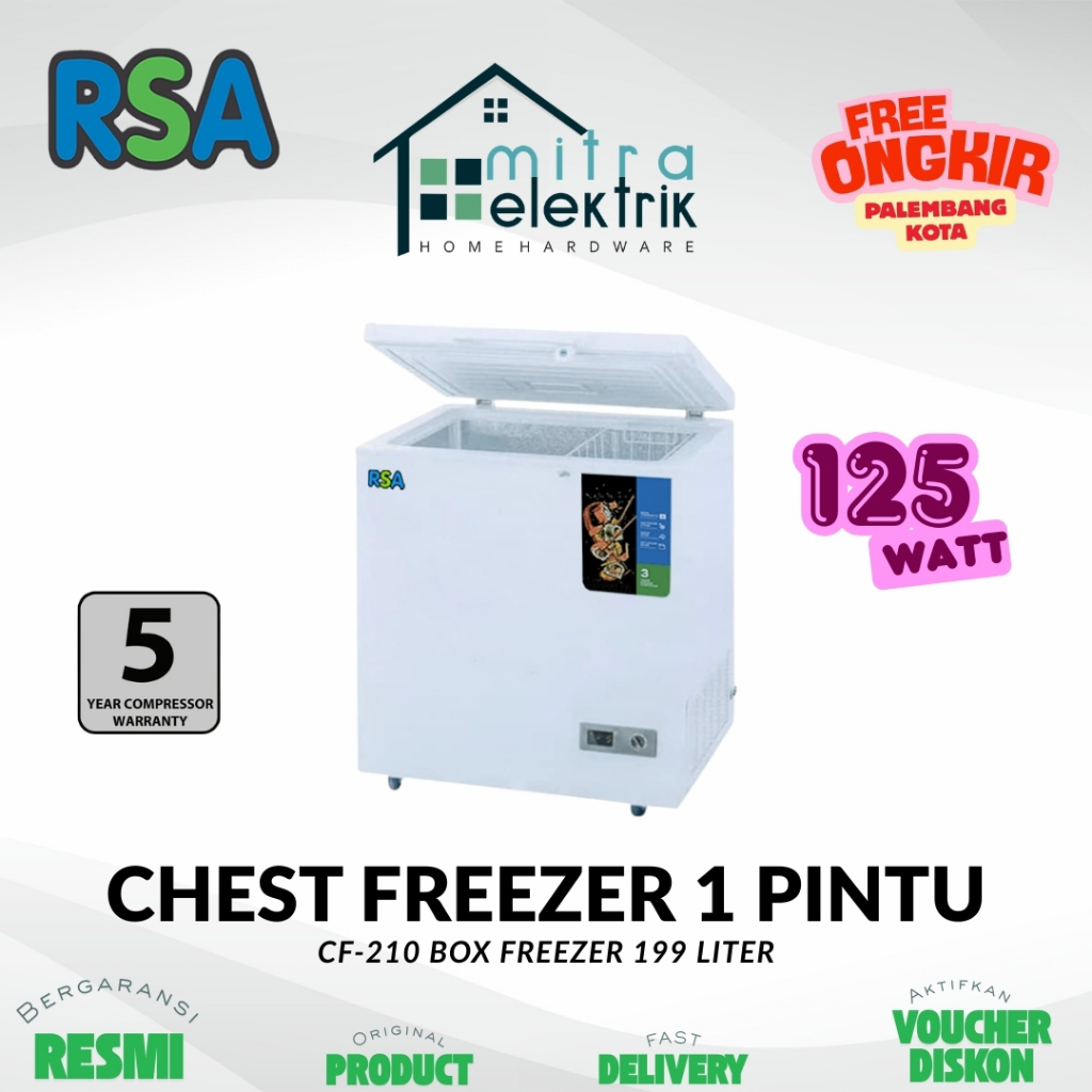 Jual Chest Freezer RSA CF210 1 Pintu 199 Liter 125 Watt | Shopee Indonesia