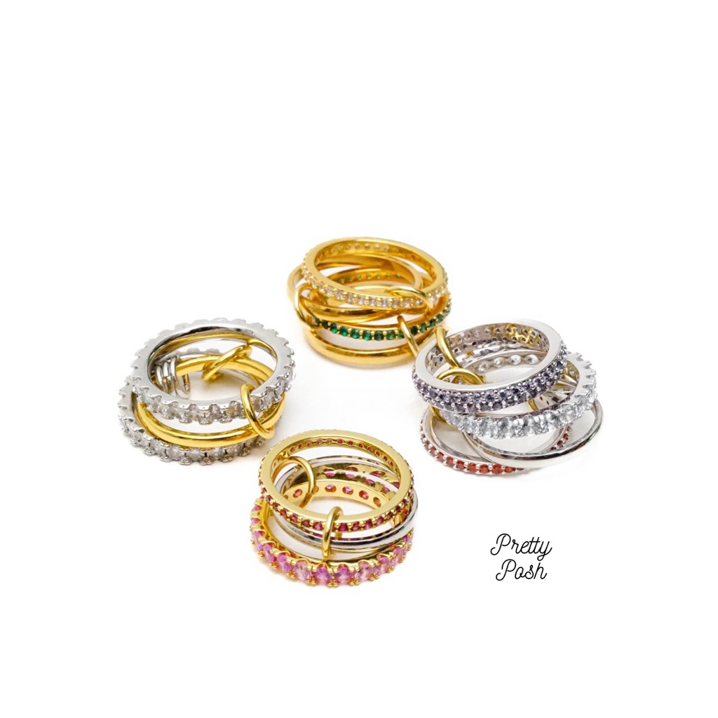 Jual Pretty Posh - Eternity Gemstone Rings Multi Stack Cincin Permata ...