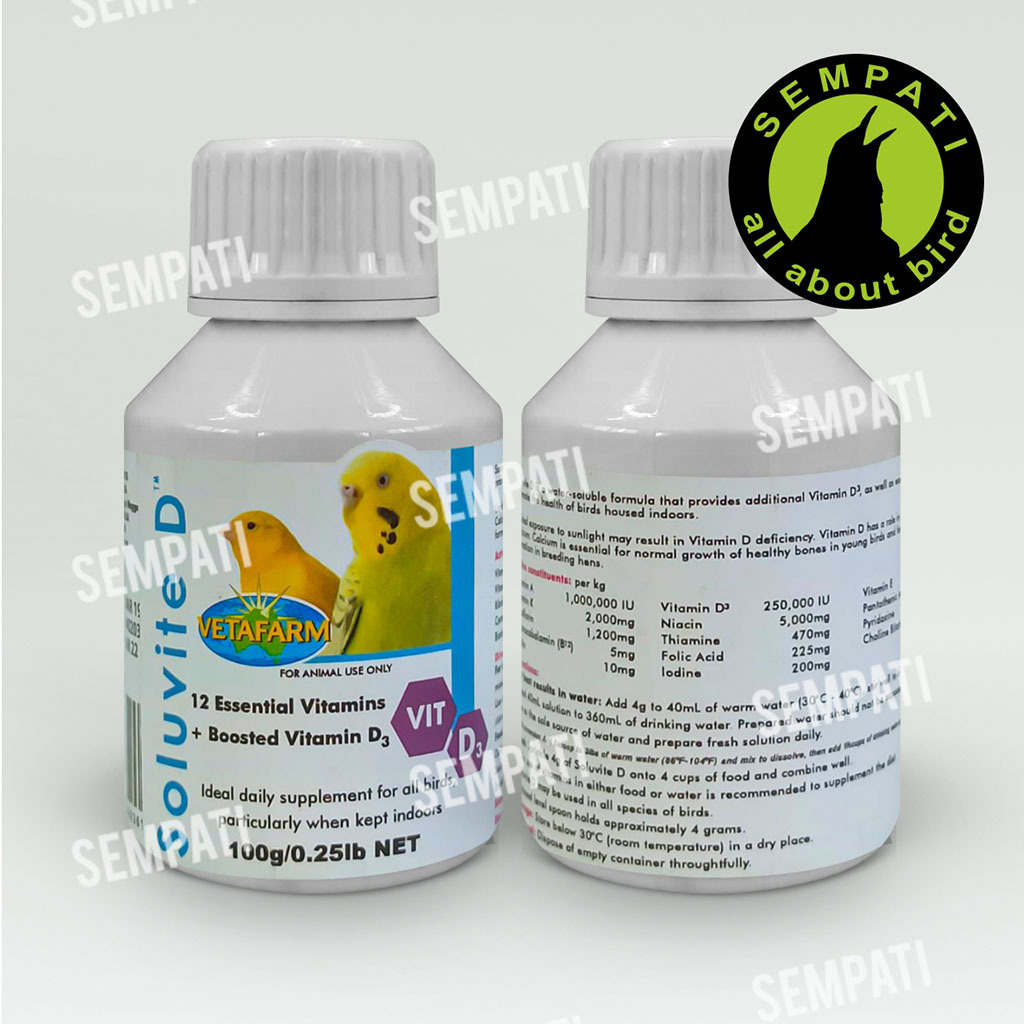 Jual SEMPATI SOLUVITE D VETAFARM VITAMIN BURUNG MENINGKATKAN PENYERAPAN ...