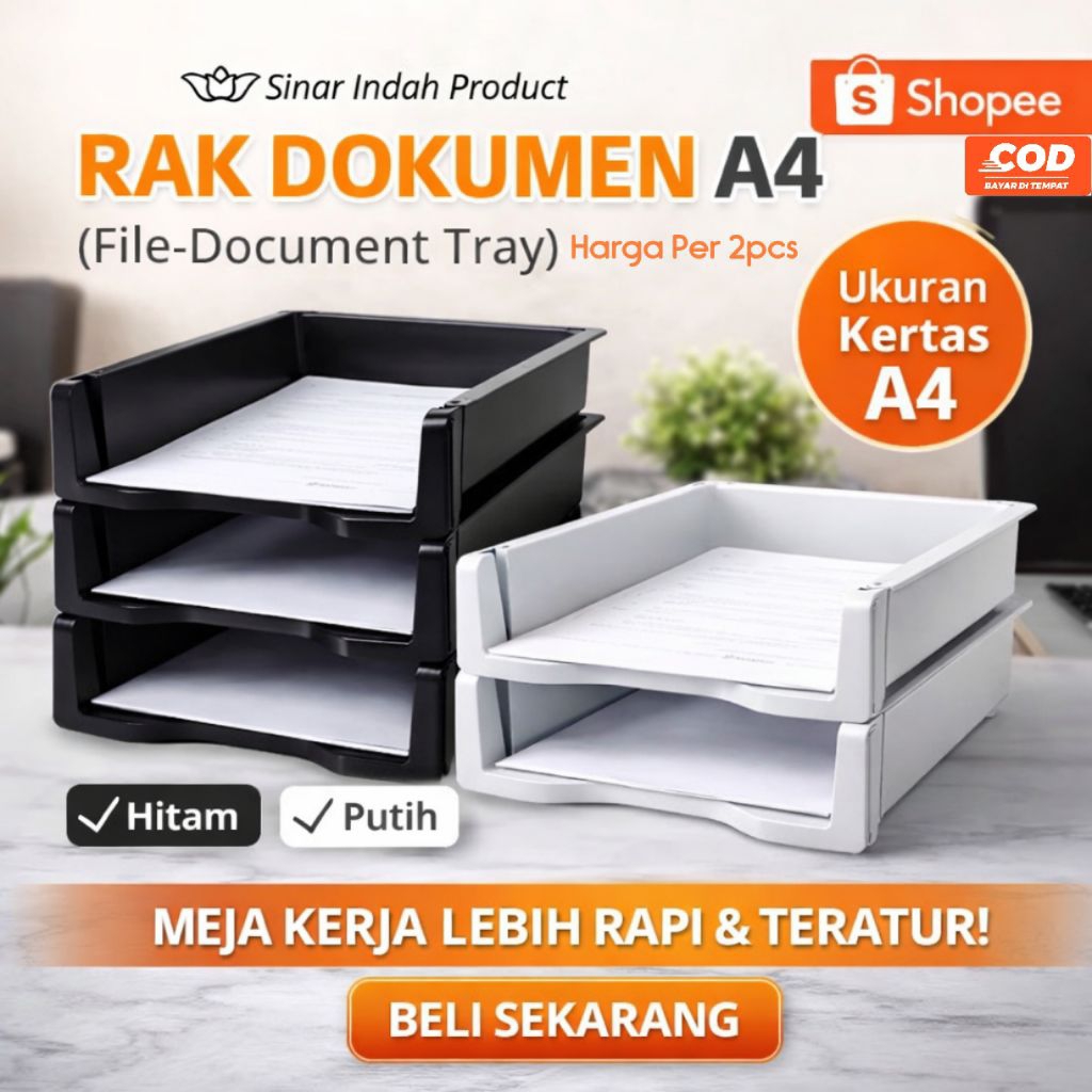 Jual Rak Dokumen dapat 2 pcs. File Document Tray. Rak Kertas A4 (FREE ...