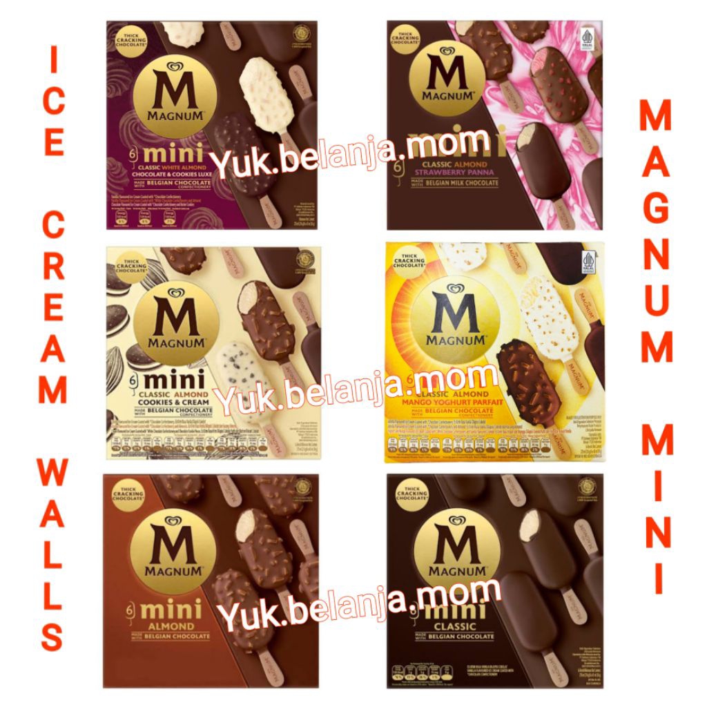 Jual walls magnum mini classic / almond / mix / strawberry panna ...