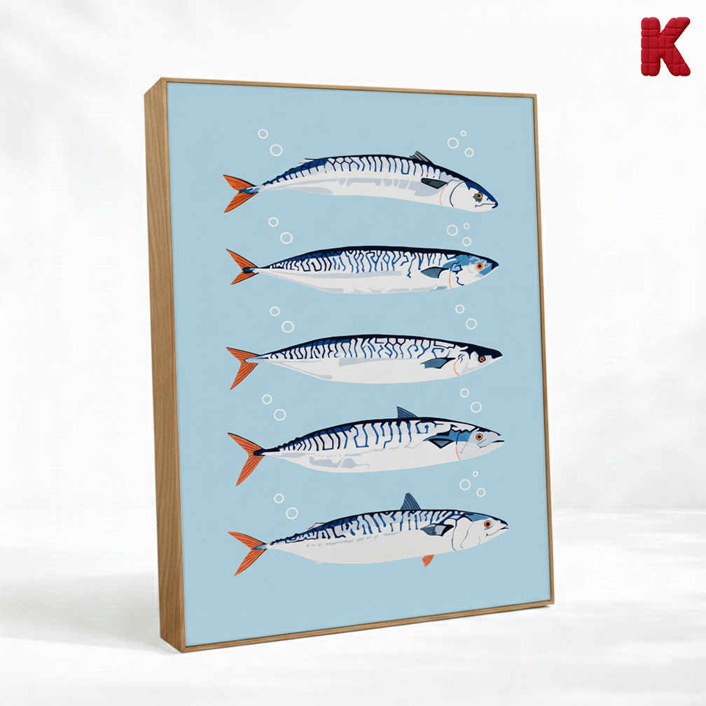 Jual Kreasidekor Poster Bingkai Frame Dinding Ikan Laut Biru Mustard ...