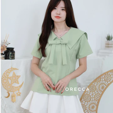 ORECCA Soorin Atasan Wanita Lengan Pendek Pita