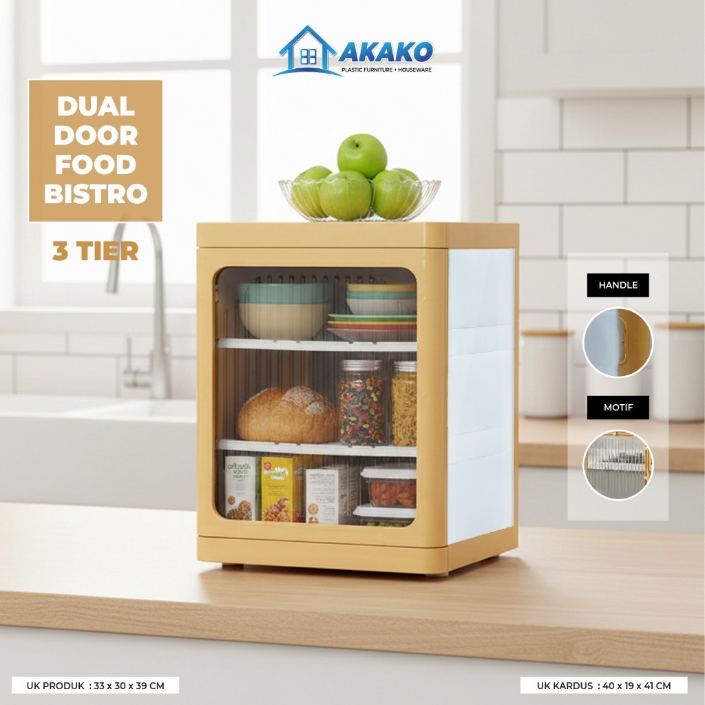 Jual Rak Makanan Tertutup 3 Susun Anti Debu | Lemari Dapur Mini Dual ...