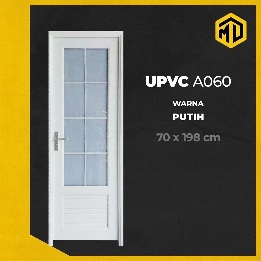 Pintu Kamar Mandi UPVC Eden 70x198 Lengkap Dengan Handle Dan Engsel