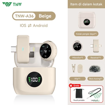 TNW A37 Mikrofon Nirkabel Lavalier Dengan Kotak Pengisi Daya Wireless Microphone Mikrofon Lapel