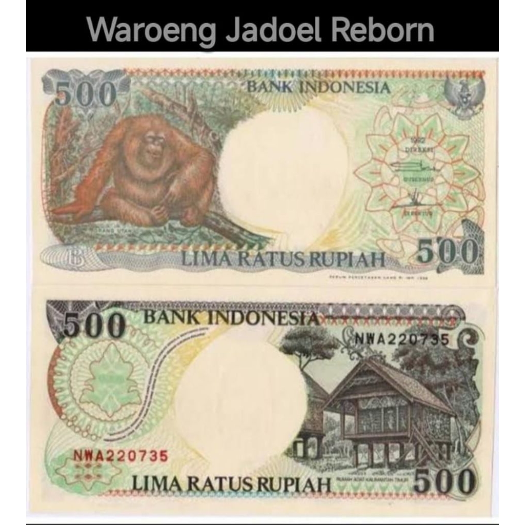 Jual Lima Ratus Rupiah Asli Orang Utan Koin Uang Kertas Rp 500 Rumah ...