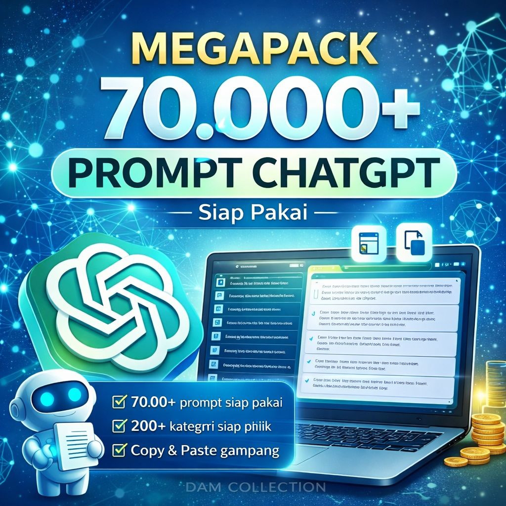 70.000+ Prompt ChatGPT Siap Pakai Terlengkap 2026 | Bundle AI Bisnis, Konten Creator, UMKM, Skripsi | File Digital Instan