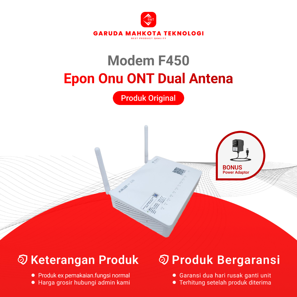 Modem ZTE F450 Epon Onu ONT Dual Antena / Modem Bekas Original Bonus Adaptor