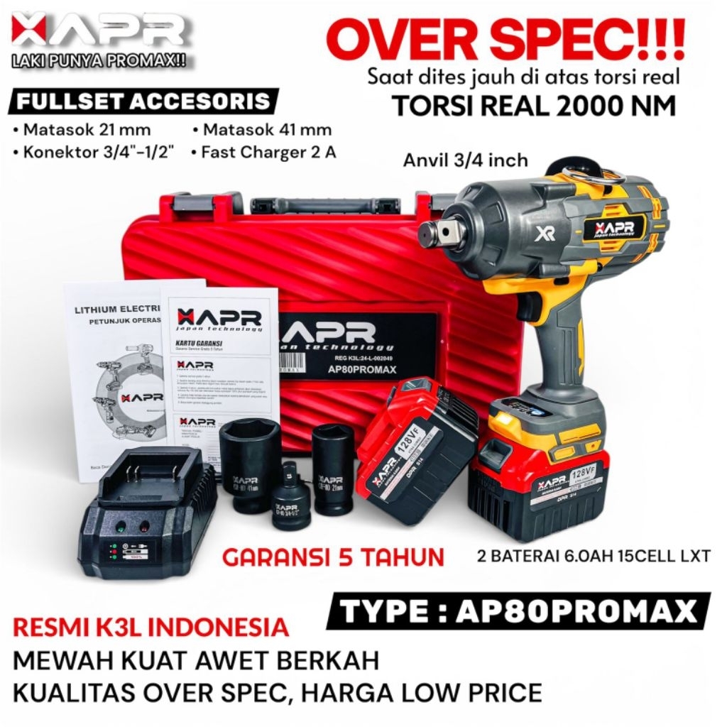 Jual NEW APR AP80PROMAX RAJA BOR IMPACT WRENCH XTRA JUMBO 3/4INCH TYPE ...