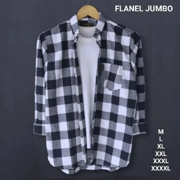 Kemeja Flanel Catur Cream M L XL XXL XXXL XXXXL Oversize Lengan Panjang