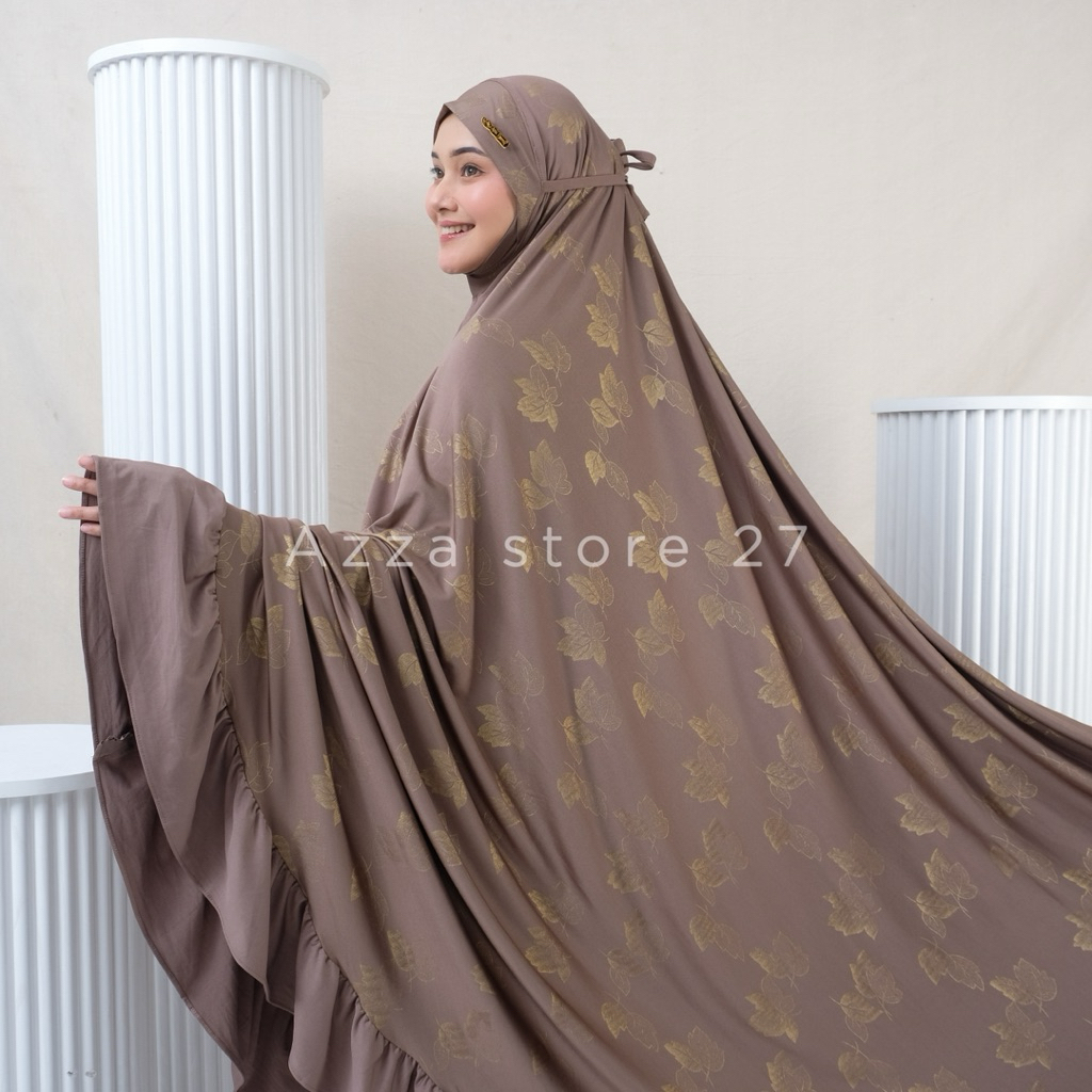 Azza Store27 - Mukena Dewasa Jersey Motif Print Rempel Mewah Jumbo