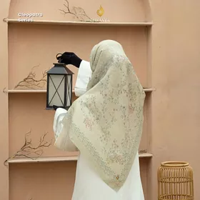 DAFANYA Cleopatra Series Jilbab Motif Floral Kerudung Segi Empat Hijab Scarf Bahan Voal Laser