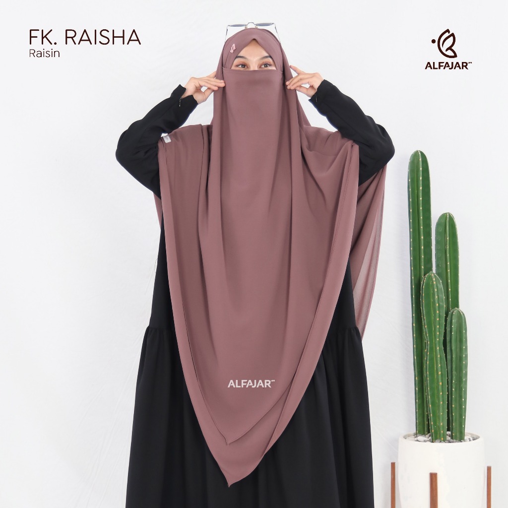 Alfajar Frenchkhimar Ceruty Jumbo RAISHA Dua Layer Free Cadar Tali Model Runcing Dan Oval