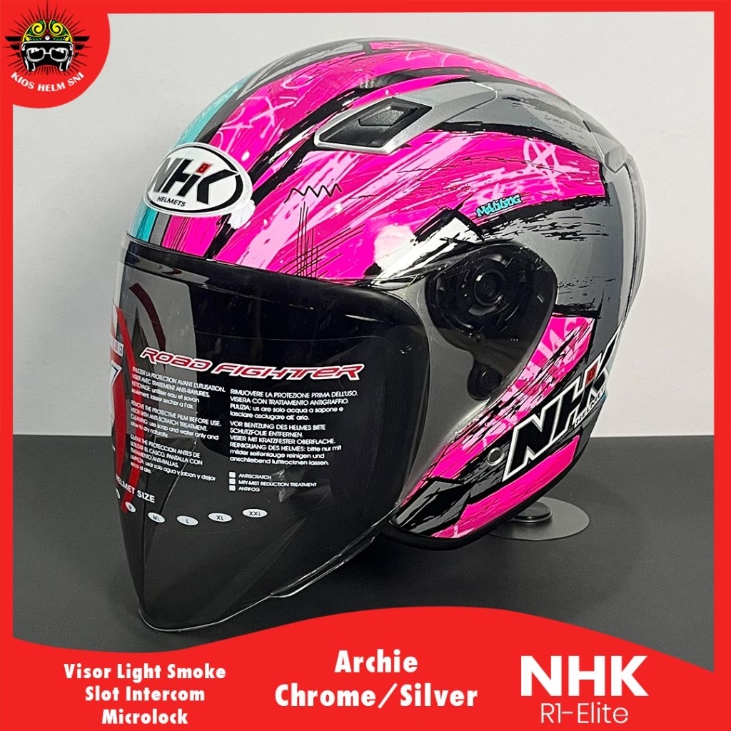 Jual Helm NHK R1 Elite Archie Chrome Silver Mad Dog | Shopee Indonesia