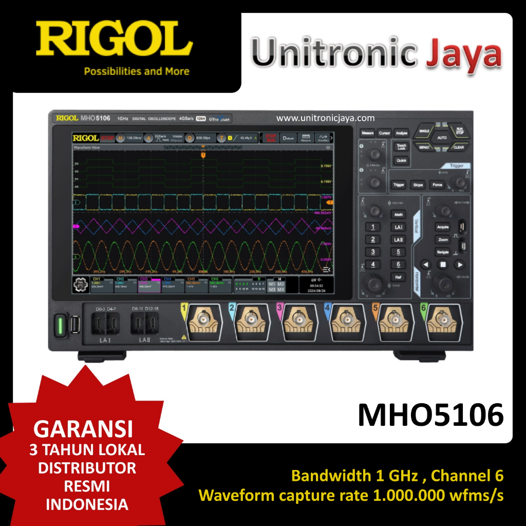 Jual Rigol MHO5106 Digital Oscilloscope 1 GHz Bandwidth, 4 GSa/s Sample ...