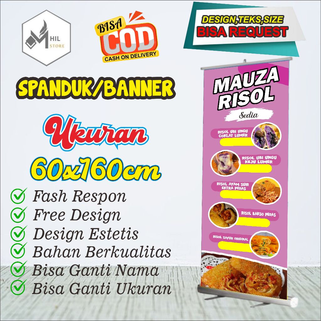 Jual Spanduk Banner Ukuran 60x160cm Risol Free Custom Design Dan Ukuran ...