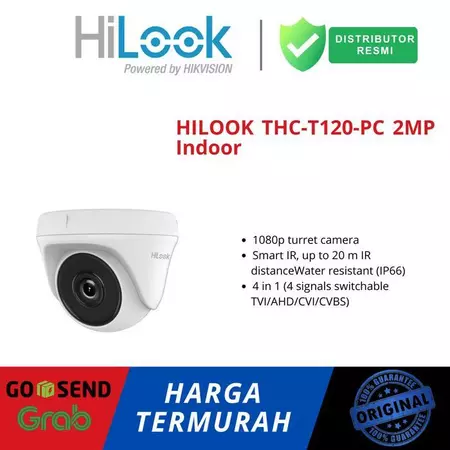 HiLook CCTV 2MP 1080p Smart IR Turret Camera Original Distributor Resmi THC-T120-PC