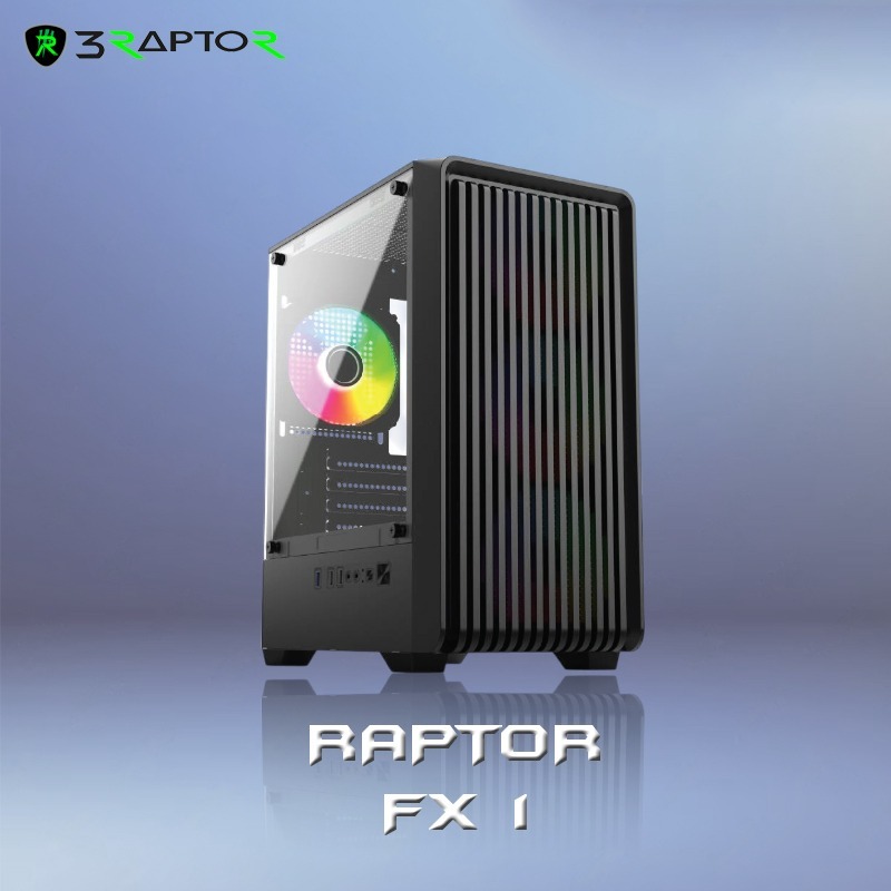 Jual Casing Gaming Raptor FX-1 MicroATX ITX Tempered Glass + 3 Fan RGB ...