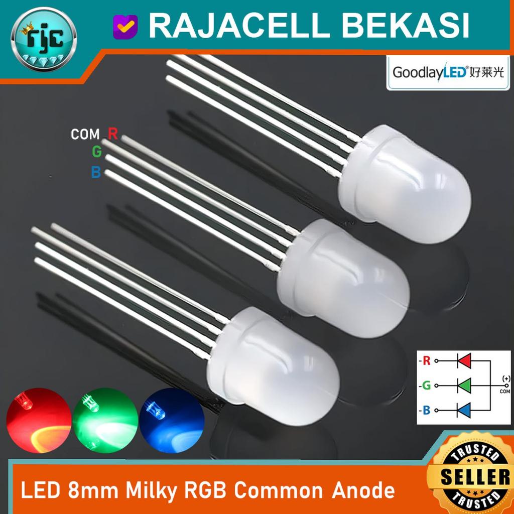 Jual LED RGB Diffused Common Anode 8mm 4 kaki Multicolor Diode Ultra ...