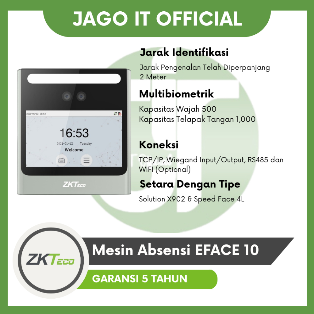 Jual Mesin Absensi | Mesin Absen Wajah dan Akses Kontrol RFID ZKTeco ...