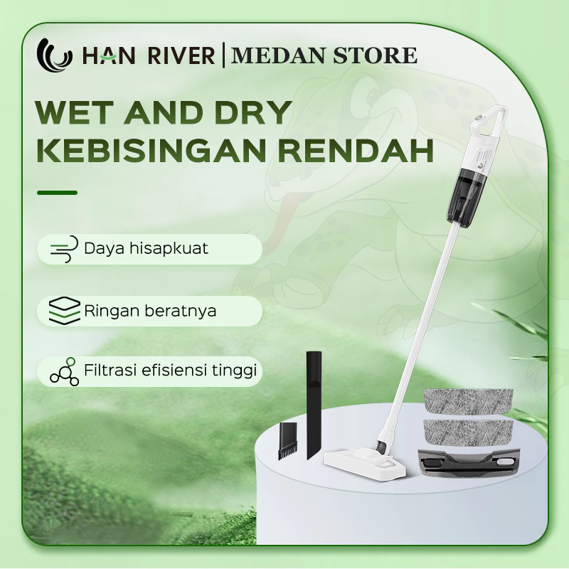 [Dikirim dari Medan]HAN RIVER Vacuum Cleaner 20000Pa High Suction Power Built-in Mop Water Tank - foto 1