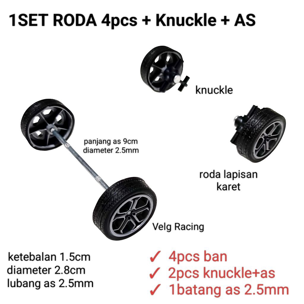 Jual 1SET Ban / Roda Depan Belakang 2.8CM termasuk AS + Knuckl Untuk ...