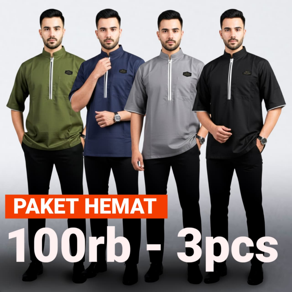 PROMO BELI 3pcs 100rb Baju Koko Qurta Rafvero - Koko Atasan Cod Pengiriman