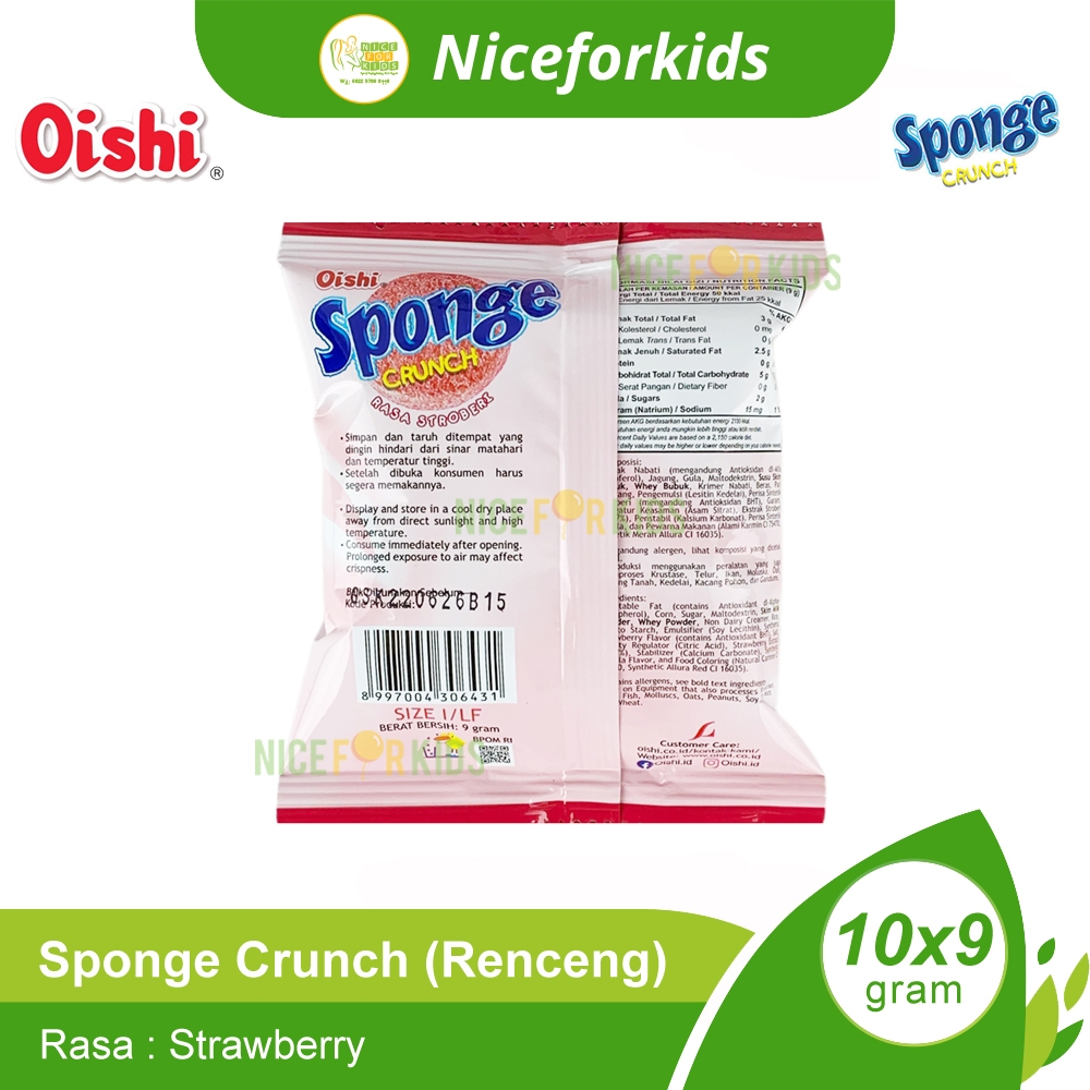 Jual Oishi Sponge Crunch 9gr Renceng Isi 10 Sachet / Makanan Ringan ...