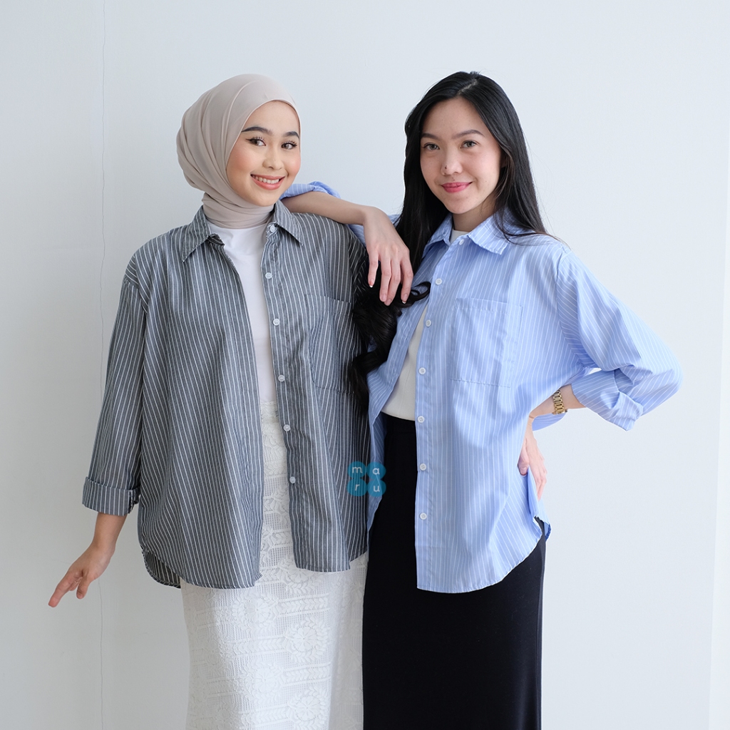 HARU Maru Women's Office Shirt Stripes Fit XL foto 4