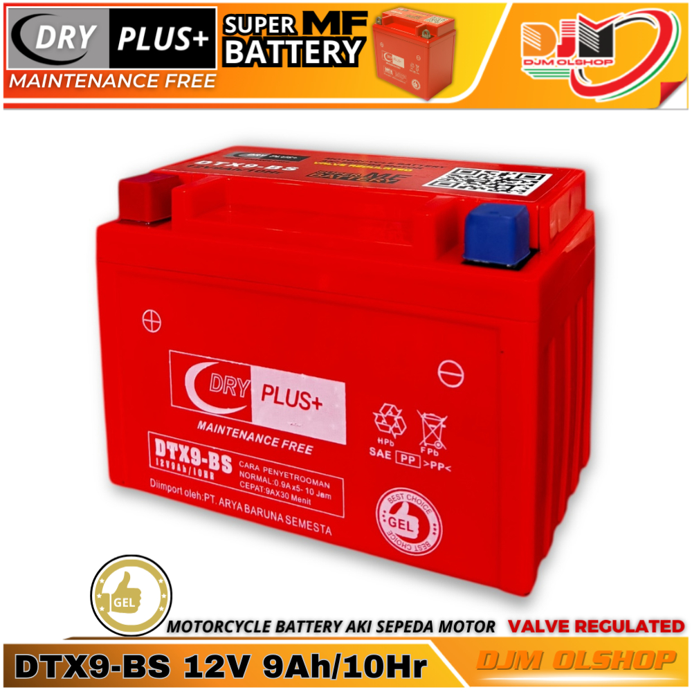 DRY PLUS DTX9-BS 12V 9Ah Aki Motor NINJA 250 FI