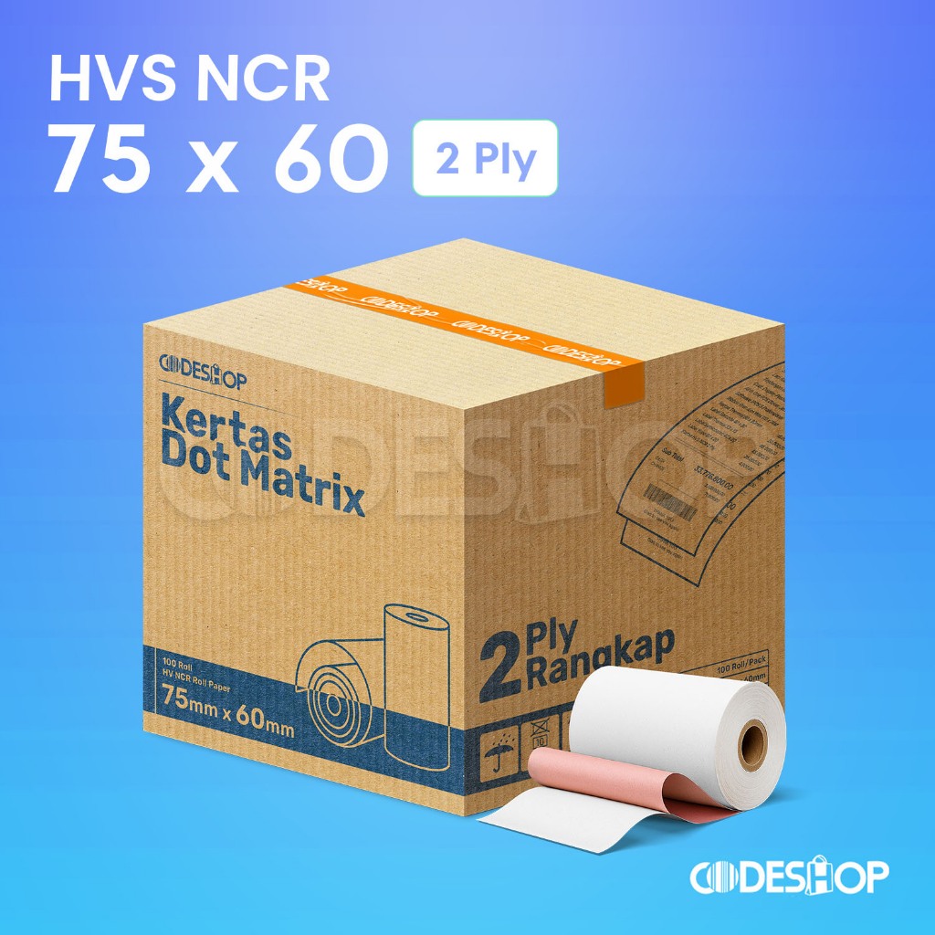 Jual ( 1 DUS ) Kertas Kasir 76 x50 2 Ply / 2 Rangkap/ NCR 2 Copy ...