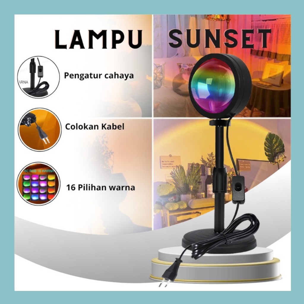 Jual Lampu Sunset DC 4 Warna AC RGB 16 Warna Rainbow Sunset Lampu LED ...