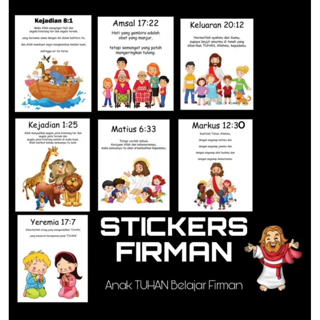 Jual (PAKET ISI 7 PCS) STIKER ROHANI KRISTEN UNTUK ANAK SEKOLAH MINGGU ...