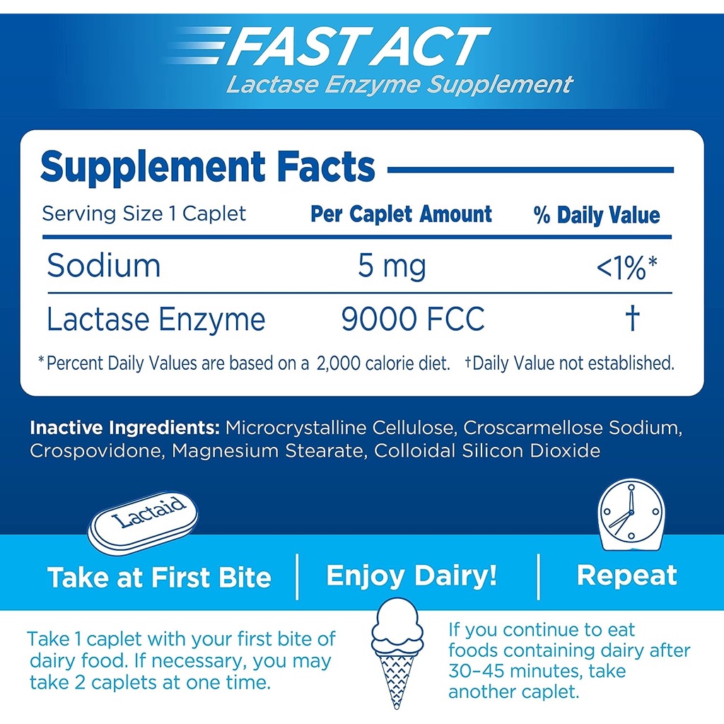 Jual Lactaid Fast Act Lactase Enzyme Supplement | Shopee Indonesia