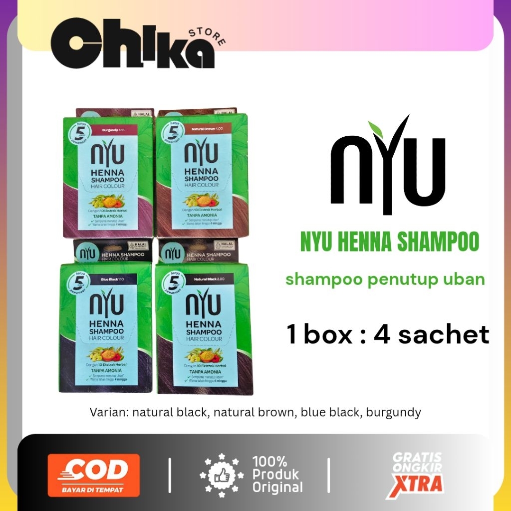 Jual NYU Henna Shampoo Hair Colour Semir Rambut Praktis (Pewarna rambut ...