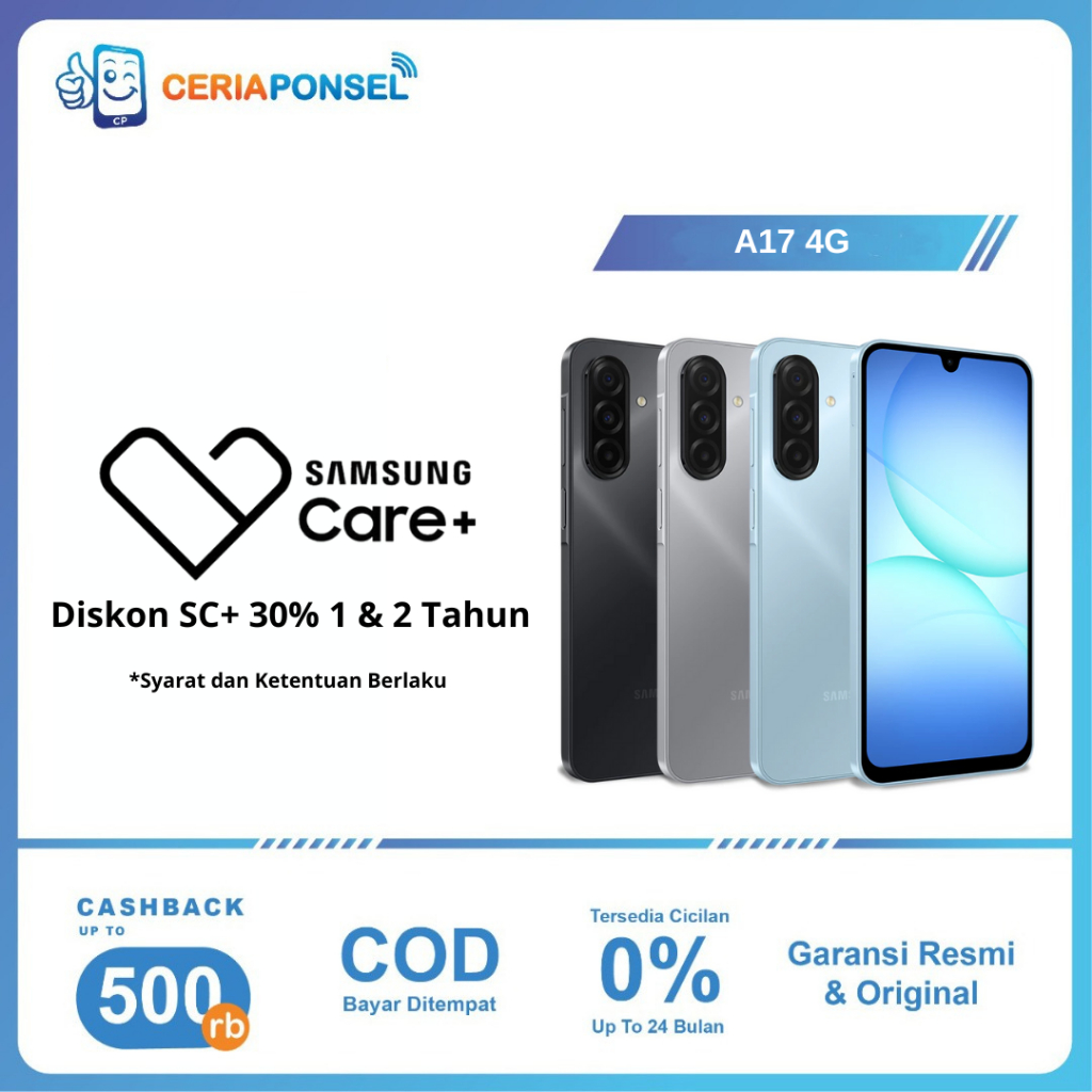 Samsung Galaxy A17 4G 4/128GB & 8/128GB & 8/256GB Helio G99 50MP 5000mAh | Garansi Resmi SEIN 1 Tahun
