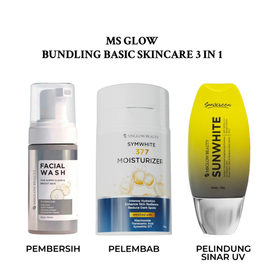 Jual MS GLOW Bundling Basic Skincare Facial Wash + Moisturizer ...
