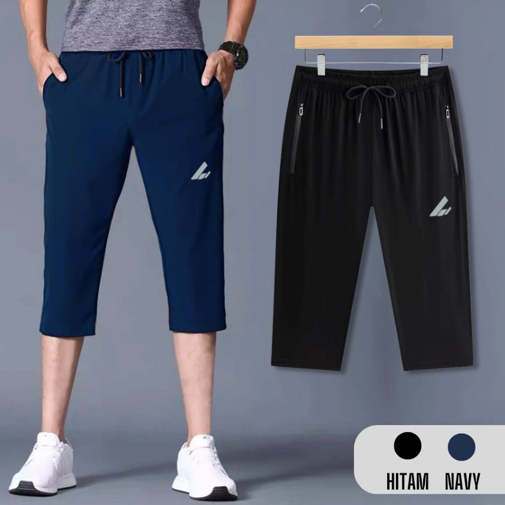 Celana Running 7/8 Bahan Misty Tebal Elastis Sport Celana Olahraga Outdoor Celana Santai Unisex