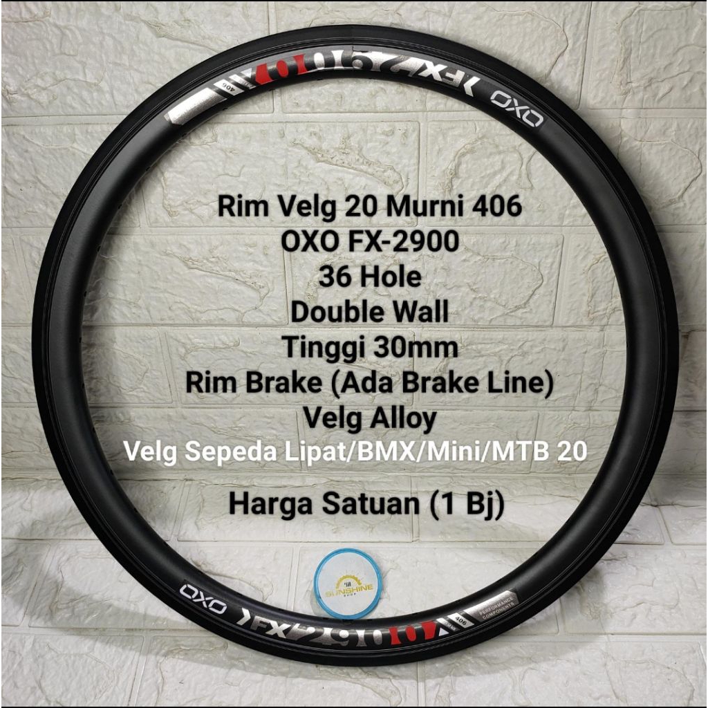 Jual Velg Rims 20 OXO FX2900 Murni ETRTO 406 Lubang 36H Alloy Double ...