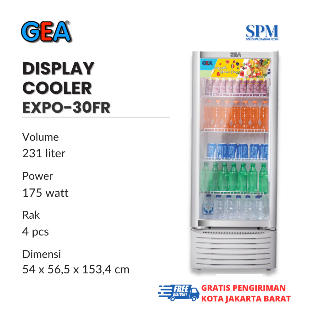 Jual GEA Kulkas Showcase 1 Pintu EXPO30FR Display Cooler 231 Liter ...