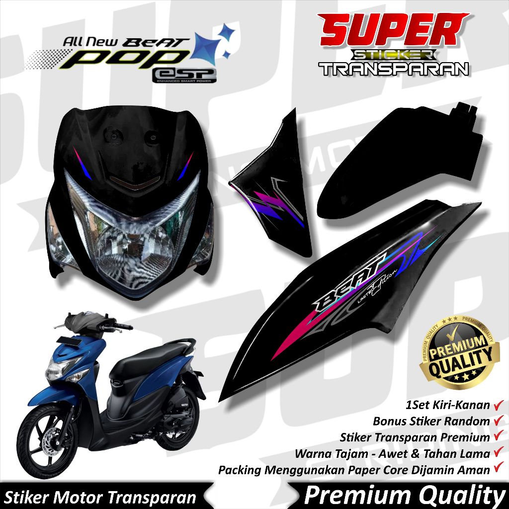 Jual Stiker Transparan Beat Pop Anti Luntur keren Striping Beat Pop ...