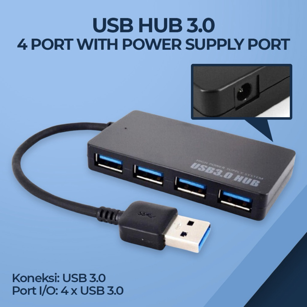 Jual USB HUB 3.0 High Speed PC Laptop with Power Supply Port 4 Port ...