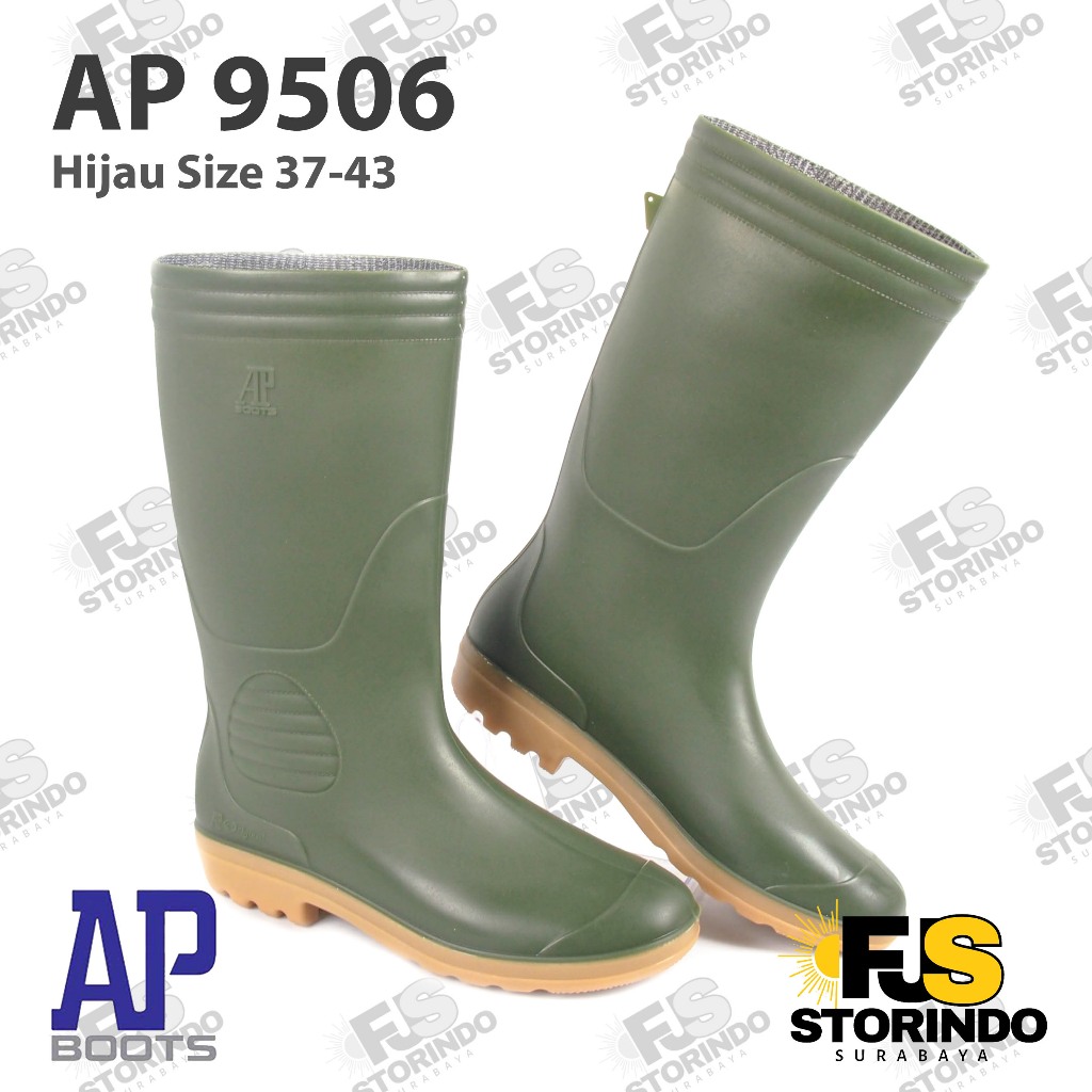 Jual Sepatu Boot Tinggi AP 9506 Hijau APBoots Karet Lokal Anti Air ...
