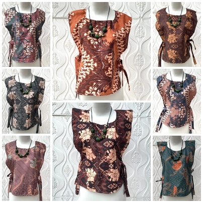 Jual Rompi Baju Kerja Motif Batik Modern Vest Batik Atasan Tanpa Lengan ...