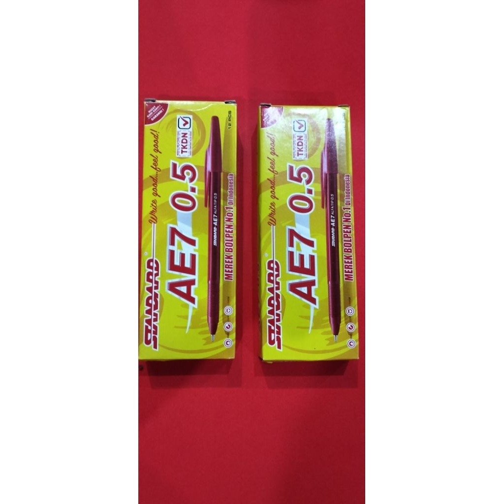 Jual PEN AE 7 MERAH MERK STANDART PEN MERAH | Shopee Indonesia