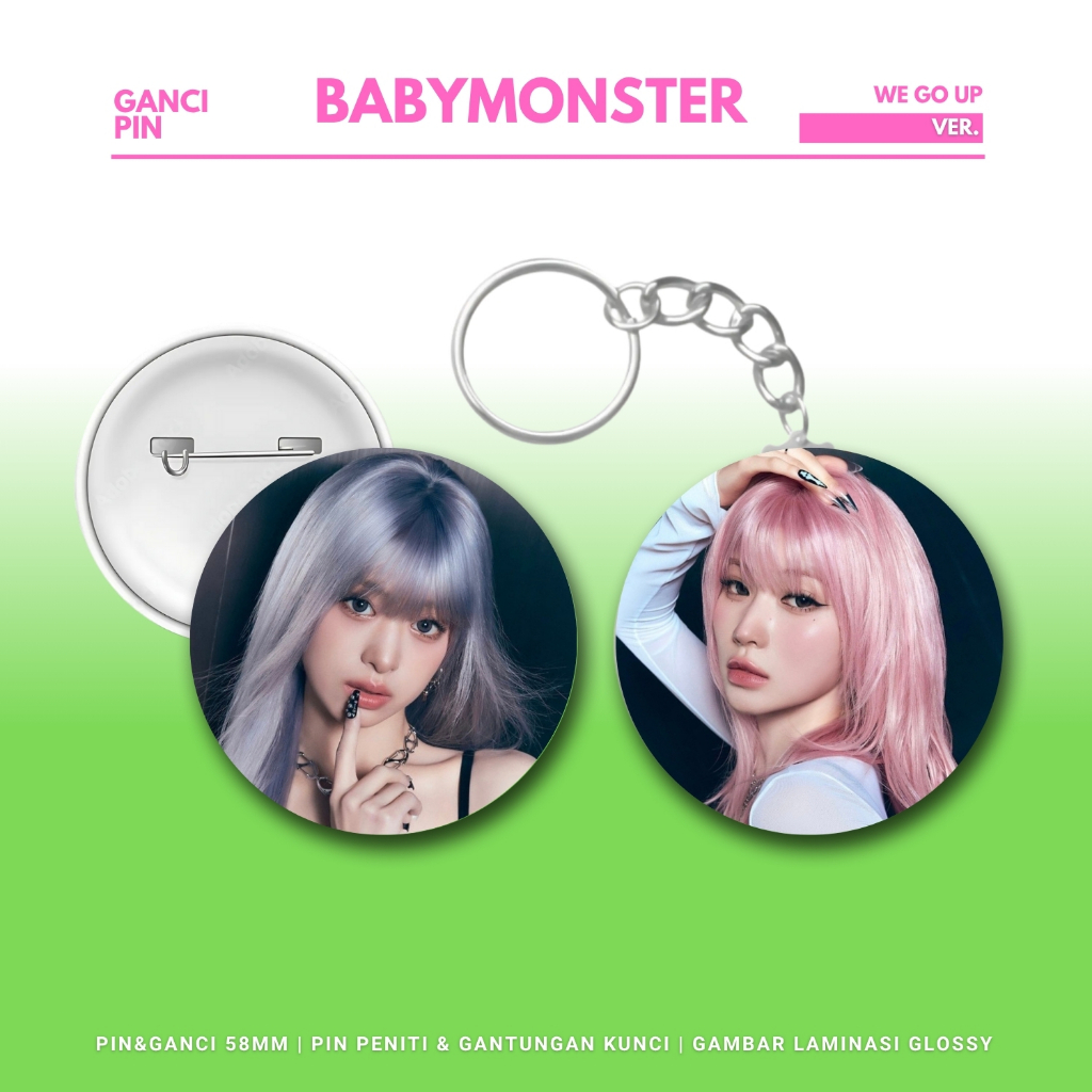 Jual HOLOGRAM GANCI BABYMONSTER PIN WE GO UP KEYCHAIN 58 MM GANTUNGAN ...