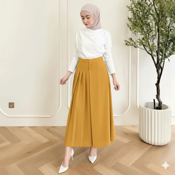 Celana Kulot Wanita Fit Highwaist Cellie Kulot Rok Pleats Casual