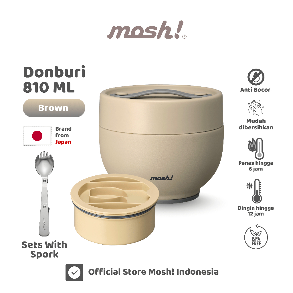 Jual Mosh! Donburi 810 ML (Wadah Makan Praktis Stainless Steel) – Brown ...