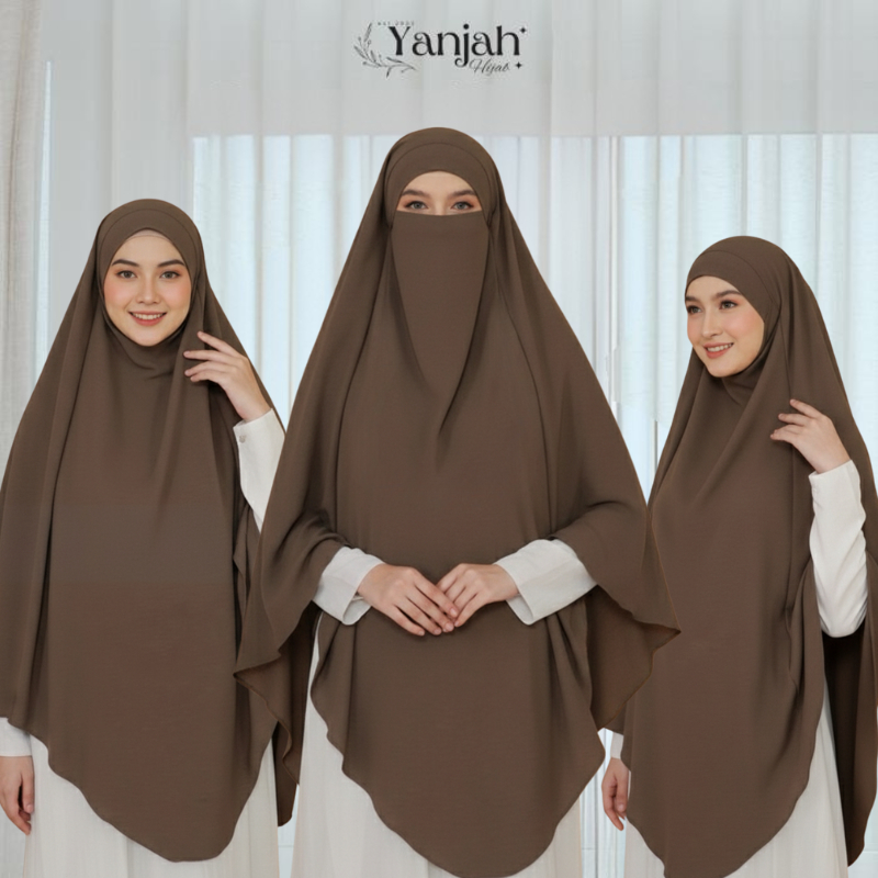 Hijab French Khimar Arabian/Jilbab Crinkle Airflow Instan Bergo Jumbo Syari Size XXL panjang depan 110cm panjang belakang 140cm